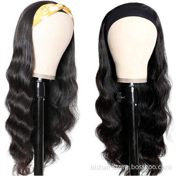 Body Wave head band wigs  Brazilian real hair  no glue no front lace wig headband  body wave wig  180% density 12inch-18inch